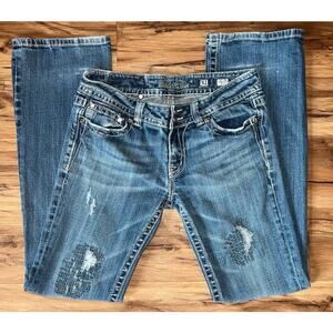 Vintage Low Rise Boot Cut Miss Me Jeans Size 31 #JP4009-2 Embellished Pockets